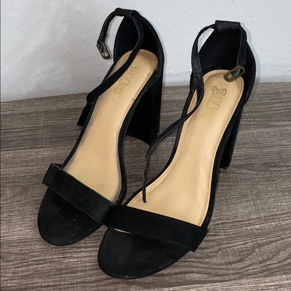 Black suede heels